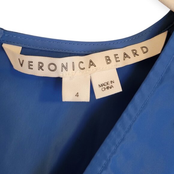 VERONICA BEARD Seema Wrap-Effect Taffeta Blouse Twist-Front Tie Back Top size 4 - Picture 5 of 14